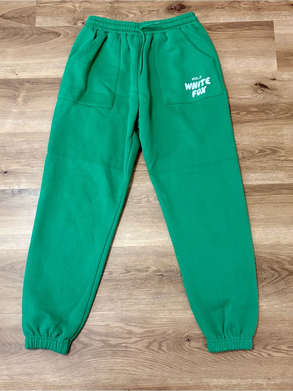 White Fox Green Fleece Jogger Pants
